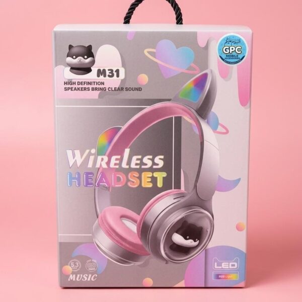 M31 WIRELESS HEADSET LED cat ear Bluetooth headphones with clear sound