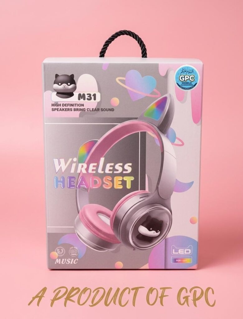 M31 WIRELESS HEADSET LED cat ear Bluetooth headphones with clear sound