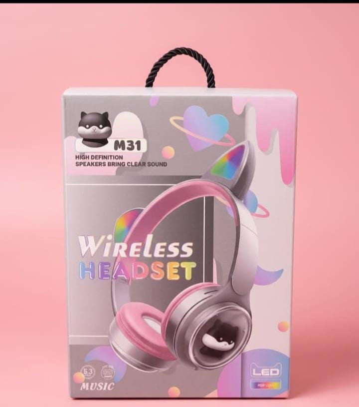 M31 Cute Pink Cat Ear Wireless Headset Packaging Box