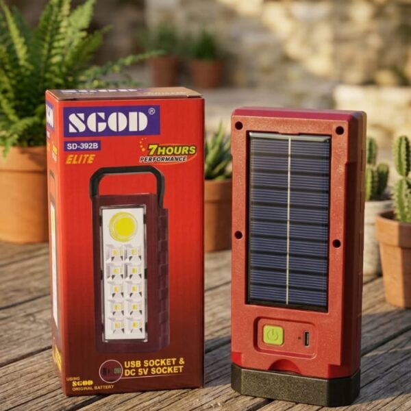 SGOD SD-392B Solar Rechargeable Emergency Light with Box and Solar Panel
