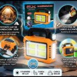 Solar Rechargeable 50W LED Emergency Light with USB Charging and Solar Panel