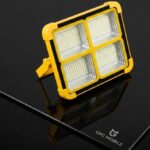 Rechargeable Portable LED Solar Flood Light with Yellow Protective Corners and Stand