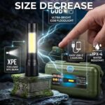 Mini Rechargeable Tactical LED Flashlight with COB Light and Storage Case