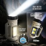Strong Light Long Distance Flashlight F-926 with 800 Meter Beam Reach and COB Floodlight