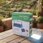 RONAHi Solar Lighting BL-911 Portable Emergency Light with Box on Wooden Table